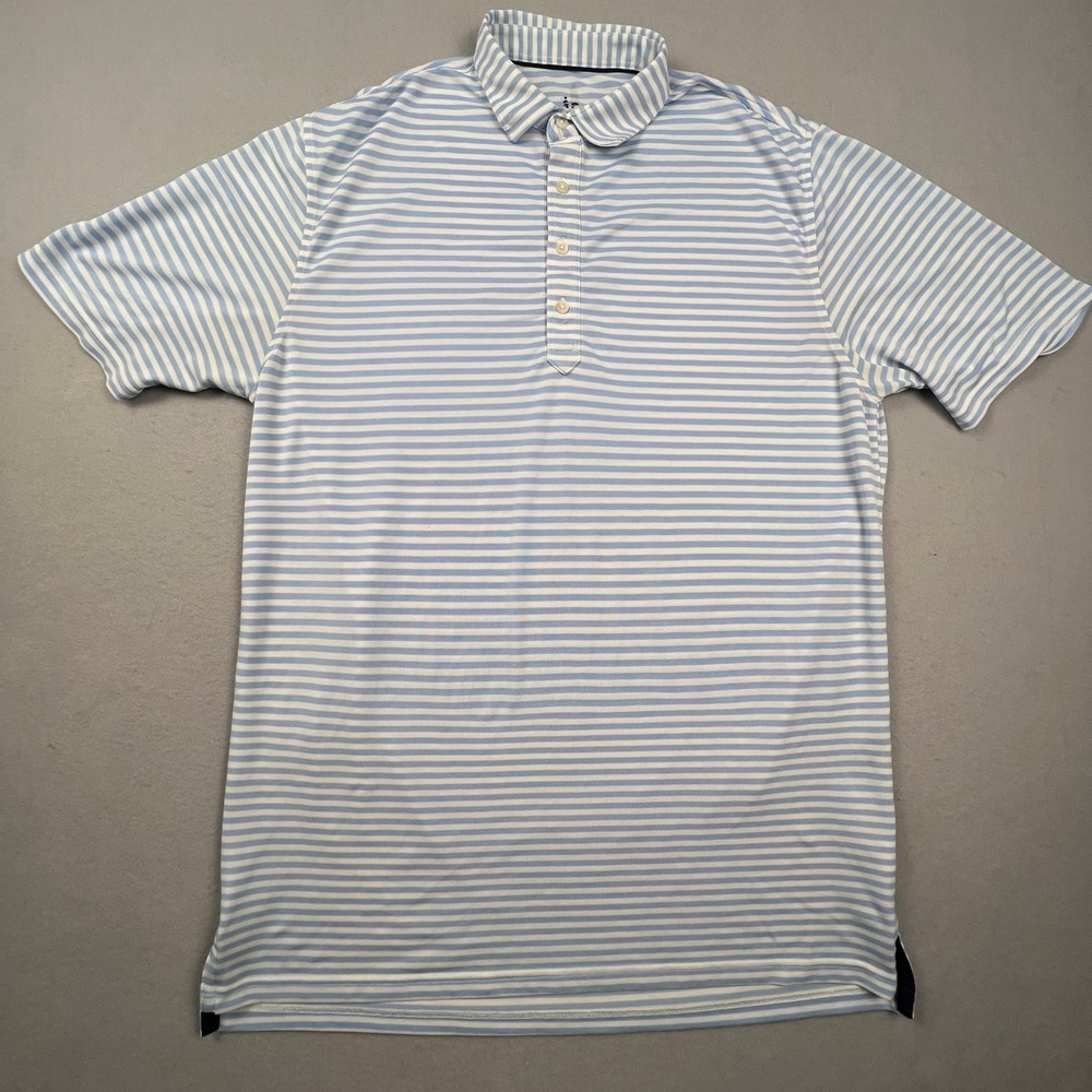 Johnnie-O Polo Shirt Mens XL Blue Striped Short Sleeve Golf Prep Classic